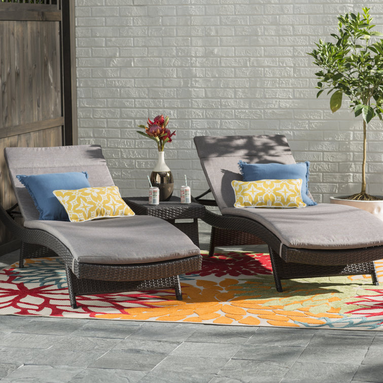 Wrought Studio Brezza 79.25'' Long Reclining Chaise Lounge Set with